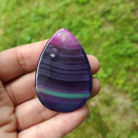 Purple Agate Teardrop Pendant Gemstone - Picture 2 of 2